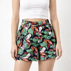 Frank and Oak Linen Blend Tropical Floral Wide Leg Shorts Womens Size 4 NWT